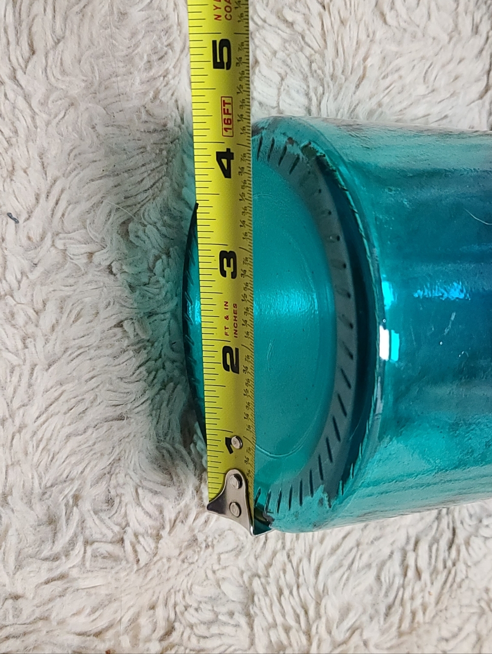 Large Blue-Green Ombre Glass Vase, Thick Glass Pressed Glass, High Quality Feel - Picture 5 of 6